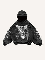 Figure&Wing Graphic Print Slant Pockets Hoodie