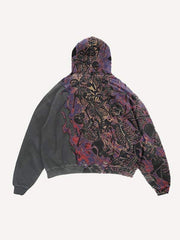 Fire Death Hell Skeleton Army Slant Pockets Hoodie