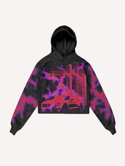 Car&Lightning&Letter Print Drawstring Waist Two-Piece Set