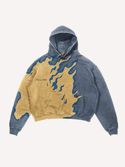 Fire Skeleton Print Slant Pockets Hoodie