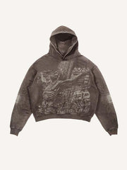 Cross&Juses Graphic Print Slant Pockets Hoodie