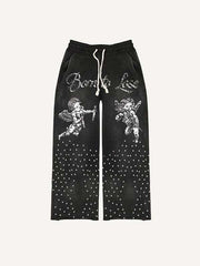 Angel&Gun&Letter Print Elastic Waist Pants