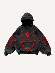 Angel&Cross Graphic Print Slant Pockets Hoodie