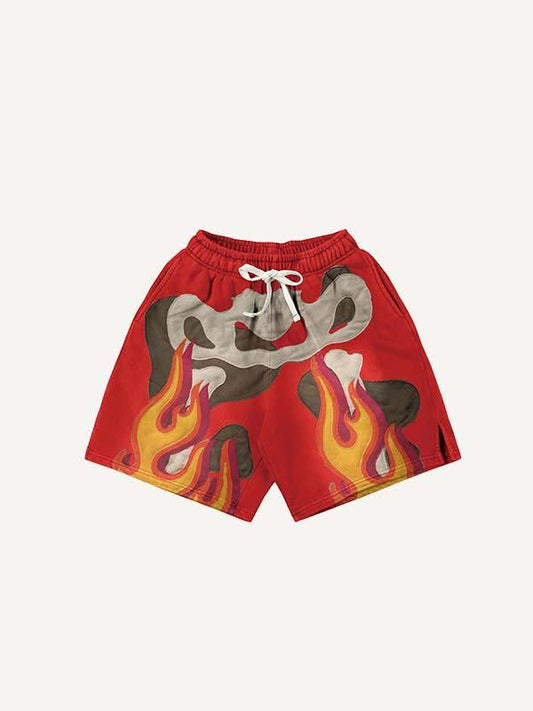 Fire&Skeleton – Shorts mit Kordelzug in der Taille