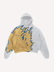 Fire Skeleton Print Slant Pockets Hoodie