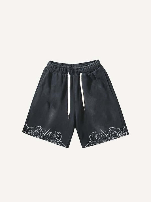 Graphic Print Drawstring Waist Shorts