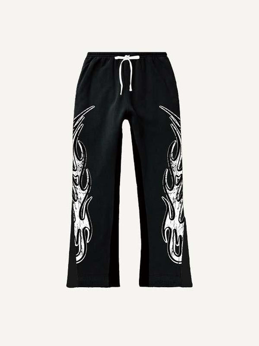 Graphic Faux Decal Print Elastic Waist Pants