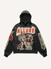 Little Angel&Demon&Skull Faux Decal Print Slant Pockets Hoodie