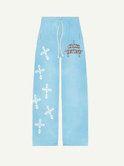 Saint Tears&Cross Print Elastic Waist Pants