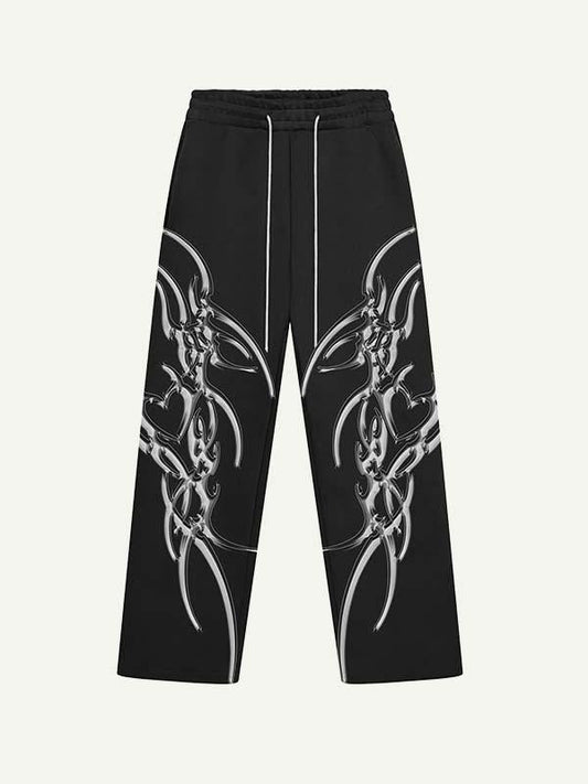 Graphic Print Elastic Waist Pants