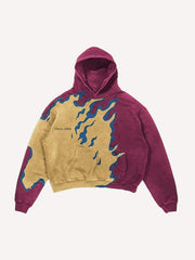 Fire Skeleton Print Slant Pockets Hoodie