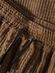 Colorblock Textured Patch Pocket Drawstring Waist Two-Piece Set