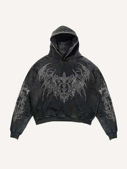 Hoodie mit Wing&Cross-Grafikdruck und schrägen Taschen