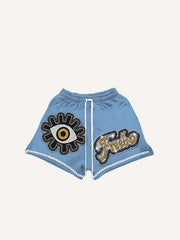 Eye&Letter Faux Decal Print Drawstring Waist Shorts