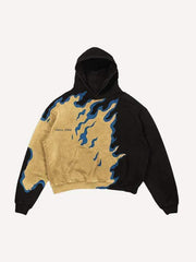 Fire Skeleton Print Slant Pockets Hoodie