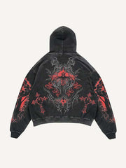 Figure&Cross Graphic Print Slant Pockets Hoodie
