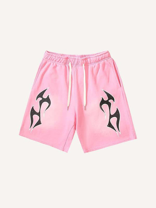 Graphic Print Drawstring Waist Shorts