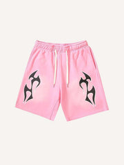 Graphic Print Drawstring Waist Shorts