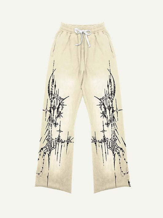 Graphic Print Elastic Waist Pants