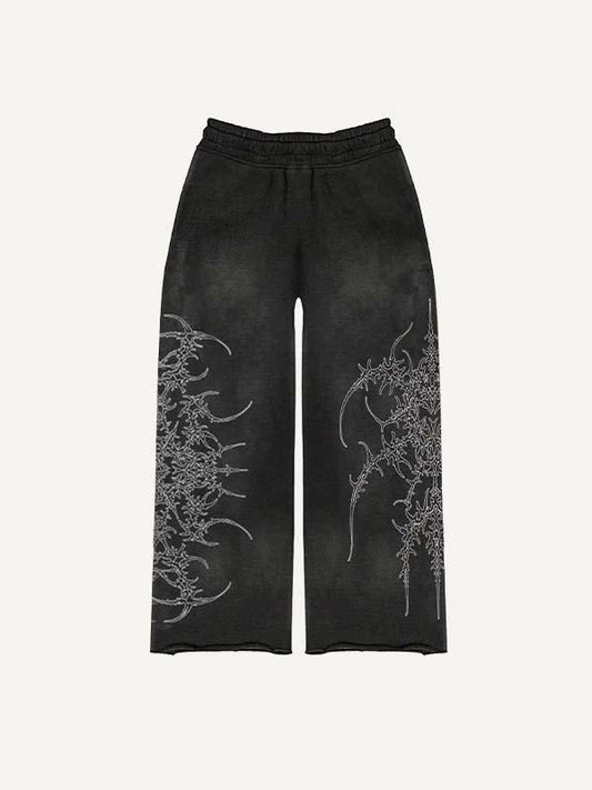 Graphic Print Elastic Waist Pants