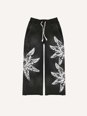 Eye&Wing Print Elastic Waist Pants