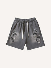 Graphic Print Drawstring Waist Shorts