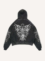 Figure&Wing Graphic Print Slant Pockets Hoodie