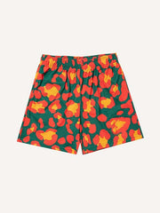 Leopard Print Mesh Elastic Waist Shorts