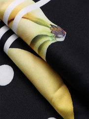 Colorblock Banana&Striped Graphic Drawstring Waist Two-Piece Set