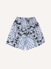 Paisley Print Mesh Elastic Waist Shorts