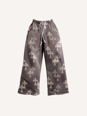 Cross&Letter Print Elastic Waist Pants