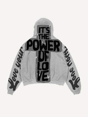 Love Your Little Angel&Cross Print Slant Pockets Hoodie