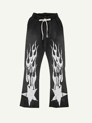 Fire&StarPrint Elastic Waist Pants