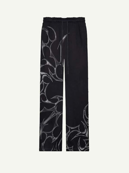 Graphic Print Elastic Waist Pants