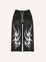 Graphic Print Elastic Waist Pants