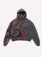 Fire Death Hell Skeleton Army Slant Pockets Hoodie