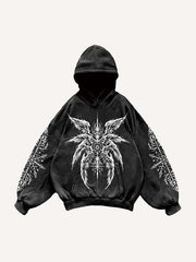Eye&Wing&Graphic Print Slant Pockets Hoodie