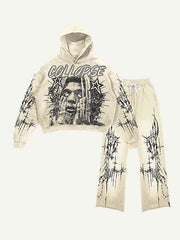 Figure&Star Graphic Print Elastic Waist Two-Piece Set