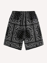 Paisley All Over Print Drawstring Waist Shorts