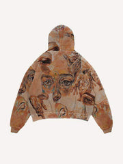 Figure All Over Print Slant Pockets Hoodie