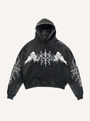 Figure&Wing Graphic Print Slant Pockets Hoodie