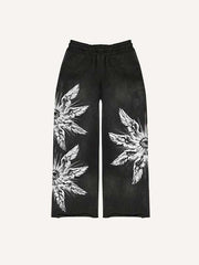 Eye&Wing Print Elastic Waist Pants
