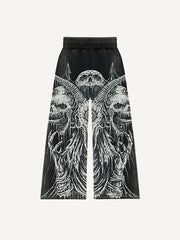 Skull&Graphic Print Elastic Waist Pants