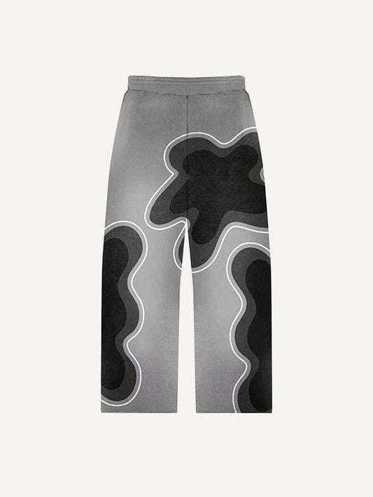 Graphic Faux Decal Print Elastic Waist Pants