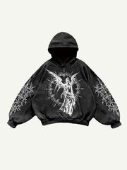 Figure&Wing Graphic Print Slant Pockets Hoodie