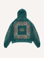 Eye&Letter&Graphic Print Slant Pockets Hoodie