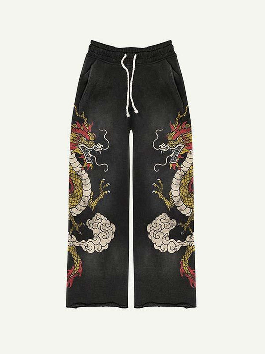 Dragon Elastic Waist Pants