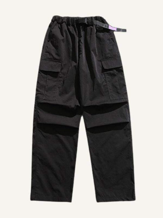 Solid Color Flap Pocket Side Cargo Pants