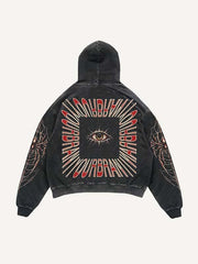 Eye&Letter&Graphic Print Slant Pockets Hoodie