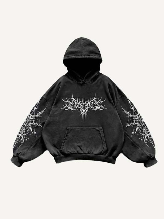 Graphic Print Slant Pockets Hoodie